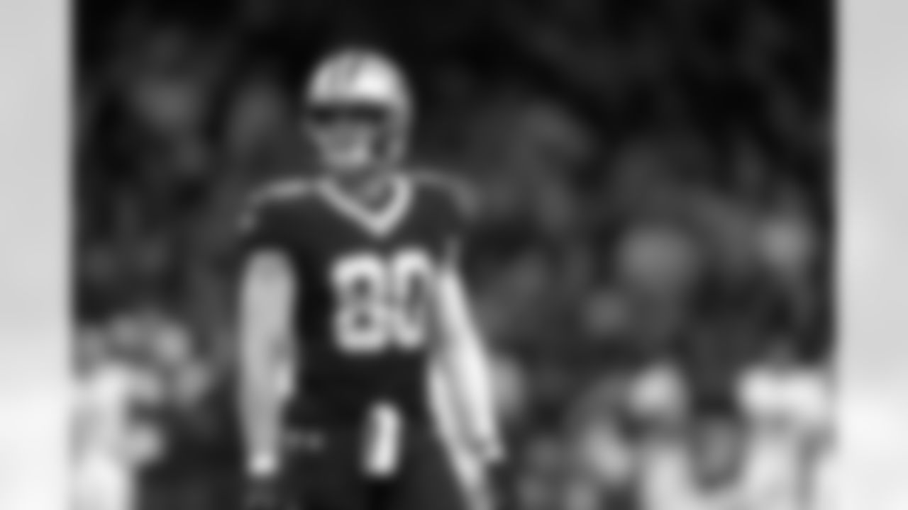 New Orleans Saints tight end Jimmy Graham (80) during an NFL football game against the Atlanta Falcons, Sunday, Jan. 7, 2024, in New Orleans.