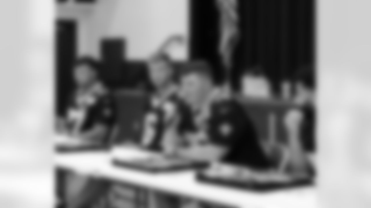 New Orleans Saints players Tyler Shough, Dillon Radunz, Treyton Welch, Will Clapp, and Erik McCoy visited St. Pius Elementary, spending the afternoon answering student questions and signing autographs on Tuesday, Nov. 18, 2025.