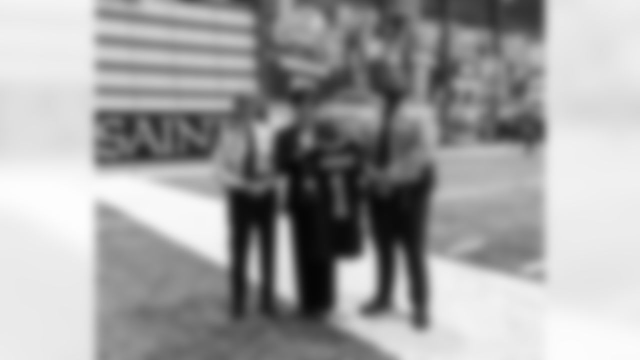 New Orleans Saints owner Gayle Benson honored four NOPD heroes during Saturday's walkthrough practice on January 3, 2026. Mrs. Benson, head coach Kellen Moore, and Saints players honored their response, service, and sacrifice during the Jan. 1 attacks on Bourbon Street.