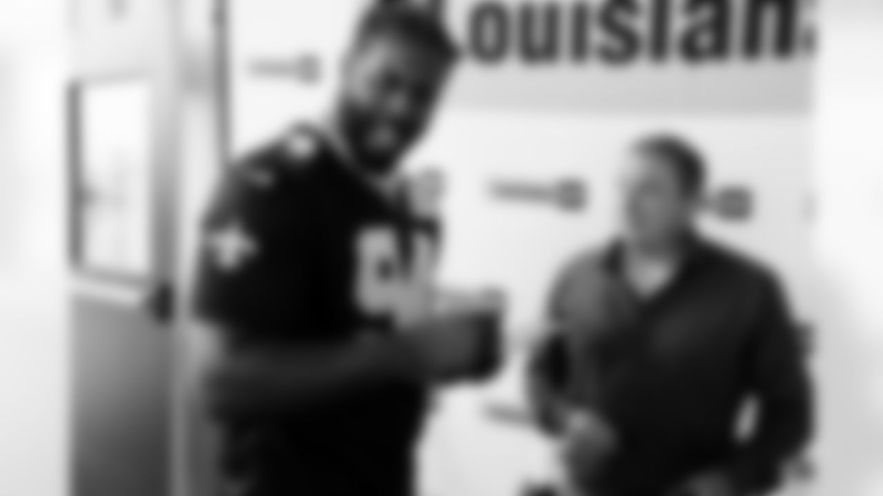 New Orleans Saints defensive end Cameron Jordan joined Louisiana Cat employees for a celebration of Hercules, a US Veteran Service Dog (USVSD) training graduate who was provided to local veteran Michael during the 2024 NFL season.