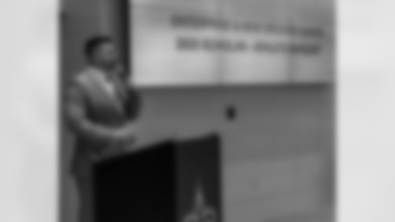 The New Orleans Saints hosted the annual Enterprise Scholar Athlete Banquet at the Ochsner Sports Performance Center on Tuesday, February 24, 2025. New Orleans Saints center Will Clapp served as guest speakers at the event.