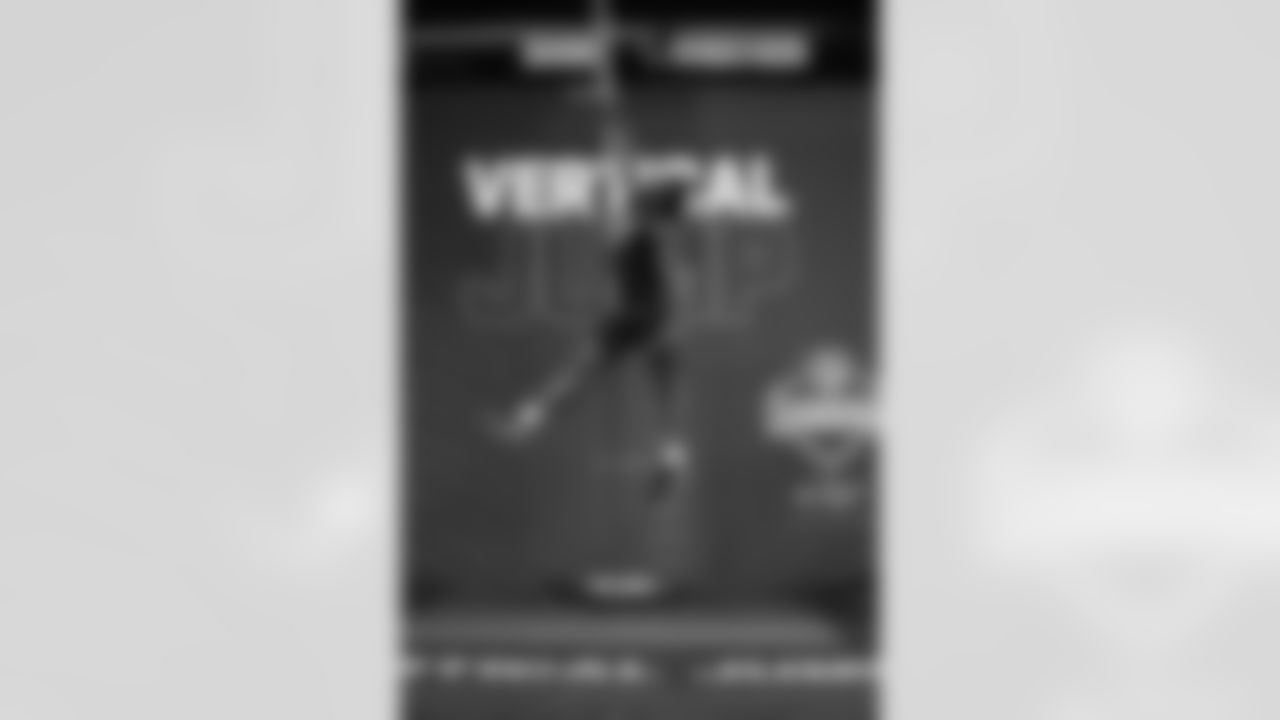 Nebraska running back Emmett Johnson (10) participates in a drill during the 2026 NFL Scouting Combine on Saturday, February 28, 2026 in Indianapolis, Indiana.