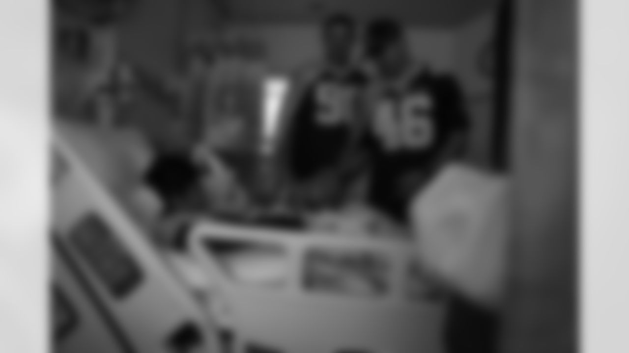 New Orleans Saints players Blake Grupe, Bryan Bresee, Anfernee Orji, and Adam Prentice dressed up as super heroes and brought the Halloween spirit to patients at Ochsner Medical Center on October 29, 2024 as part of the NFL's Crucial Catch month.