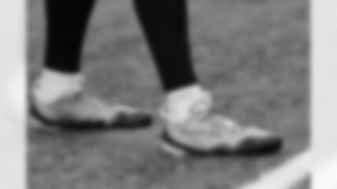 The New Orleans Saints players wear their 'My Cause, My Cleats' shoes ahead of the Saints game against the Atlanta Falcons in Week 12 of the 2025 NFL season in the Caesars Superdome on Nov. 23, 2025.