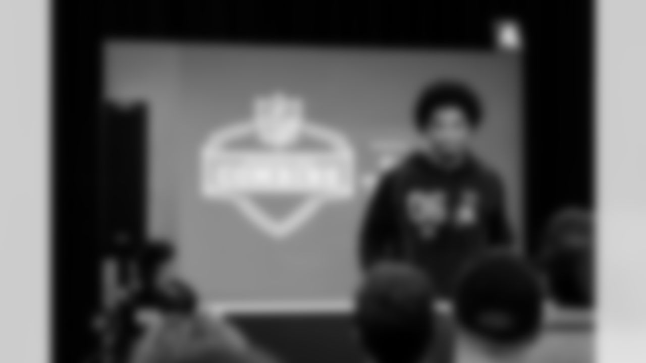 LSU defensive back Mansoor Delane (06) speaks during a press conference at the 2026 NFL Scouting Combine on Thursday, February 26, 2026 in Indianapolis, Indiana.