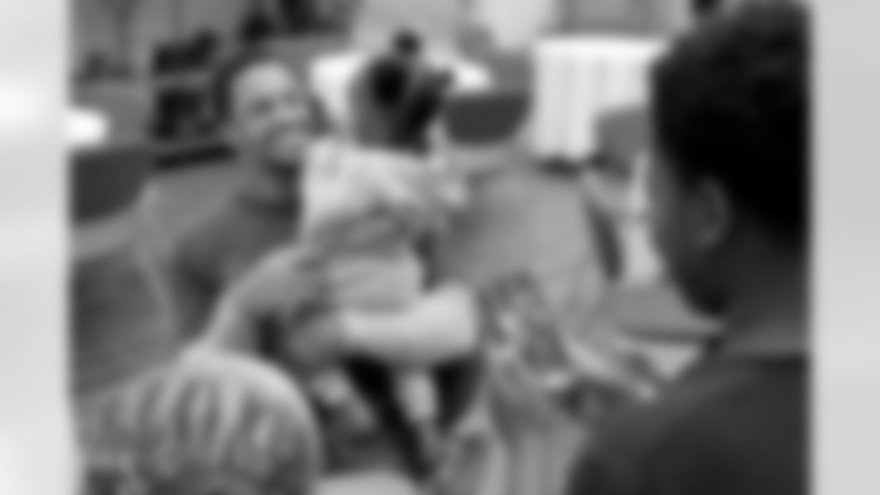 New Orleans Saints safety Johnathan Abram and his Johnathan's Journey For Better Foundation surprised a dozen families with turkeys and Thanksgiving sides at Columbia Parc's community clubhouse in New Orleans on Tuesday, Nov. 21, 2023.