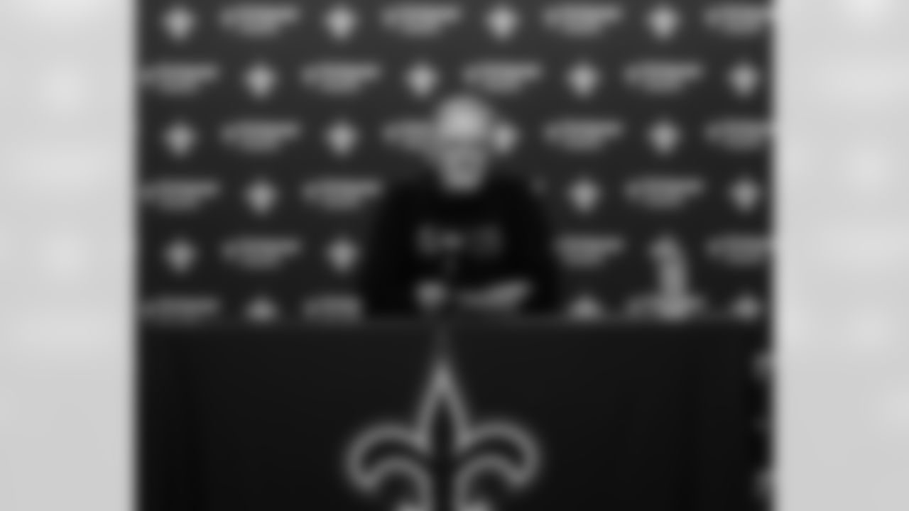 New Orleans Saints Executive Vice President/General Manager Mickey Loomis and head coach Kellen Moore speak with the media prior to the Saints 2025 Training Camp presented by Rouses Markets at the Ochsner Sports Performance Center on July 22, 2025.