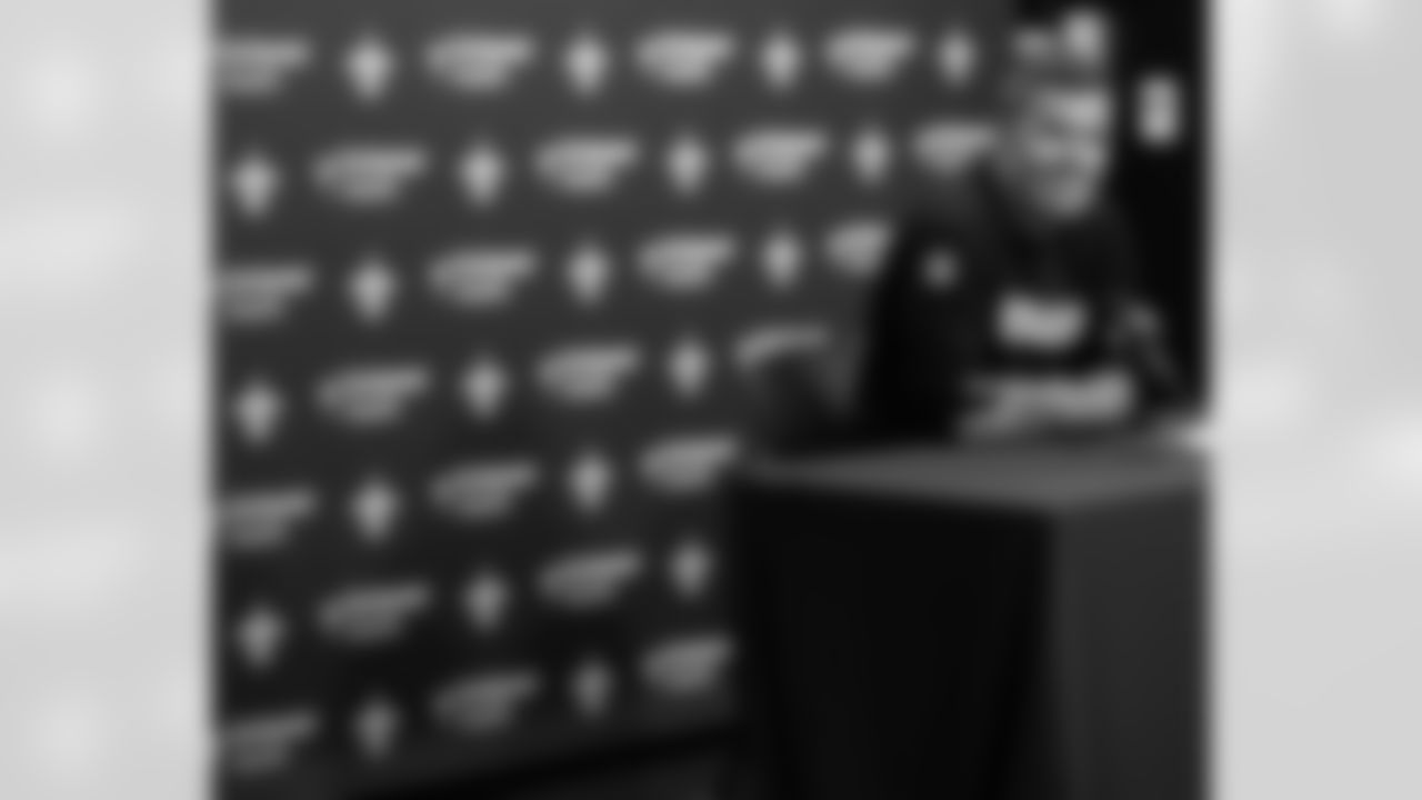 New Orleans Saints Executive Vice President/General Manager Mickey Loomis and head coach Kellen Moore speak with the media prior to the Saints 2025 Training Camp presented by Rouses Markets at the Ochsner Sports Performance Center on July 22, 2025.