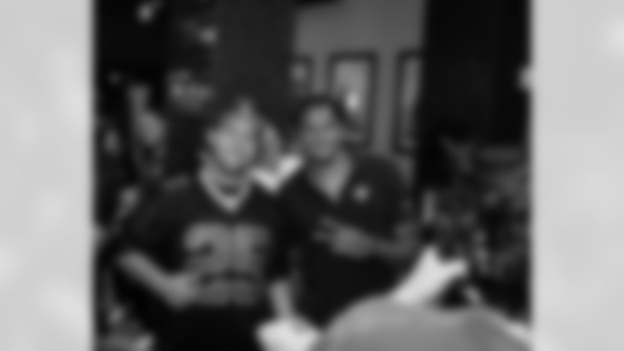New Orleans Saints cornerback Alontae Taylor and center/guard Erik McCoy joined fans for the team's first round selection at the 2025 Draft Watch Party presented by Cox at Five O Fore on Thursday, April 24.