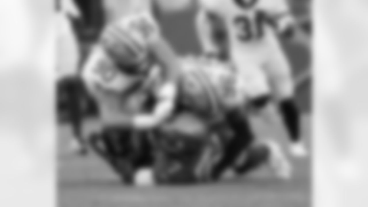 DT Bryan Bresee (90) makes a tackle during the New Orleans Saints game against the Tampa Bay Buccaneers for Week 14 of the 2025 NFL season on Dec. 7, 2025 at Raymond James Stadium.