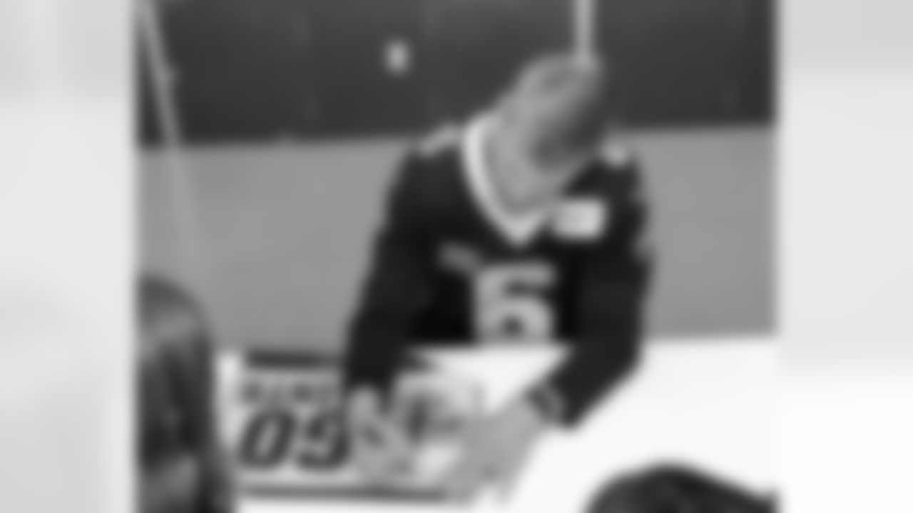 New Orleans Saints players Tyler Shough, Dillon Radunz, Treyton Welch, Will Clapp, and Erik McCoy visited St. Pius Elementary, spending the afternoon answering student questions and signing autographs on Tuesday, Nov. 18, 2025.