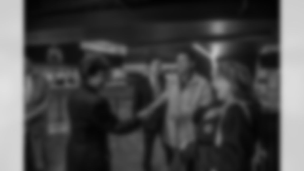 New Orleans Saints Owner Gayle Benson and recent Saints Hall of Fame inductee Tracy Porter greeted season ticket holders as their names were added to the 50th Season Ticket Holder monument prior to the Saints game on Sunday, Dec. 14, 2025.