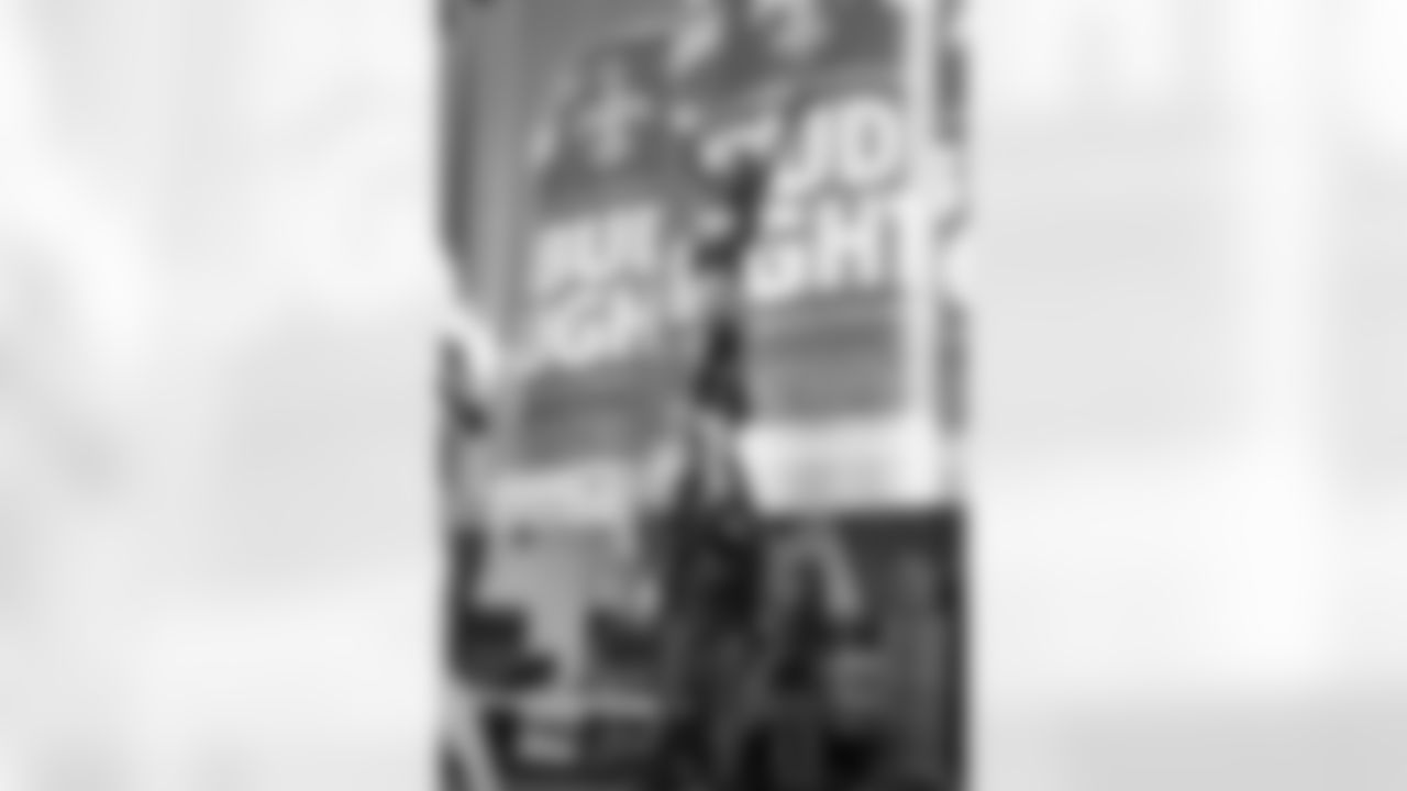 New Orleans Saints fans enjoyed the Week 16 entertainment in Champions Square ahead of the game against the New York Jets during the 2025 NFL season on Dec. 21, 2025.