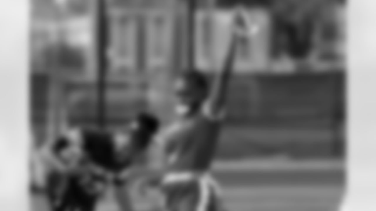 New Orleans Saints cornerback Rico Payton threw the coin toss to kickoff Day 1 of Week 4 games as Louisiana Flag Football teams competed during the 2025 Saints Girls High School Flag Football season on Monday, April 14, 2025.