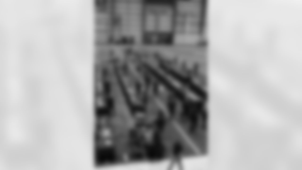 New Orleans Saints owner Gayle Benson and legend Pat Swilling joined volunteers from Entergy and the American Red Cross to assemble care packages for military members as part of the NFL's Salute to Service month on Tuesday, Nov. 11, 2025.