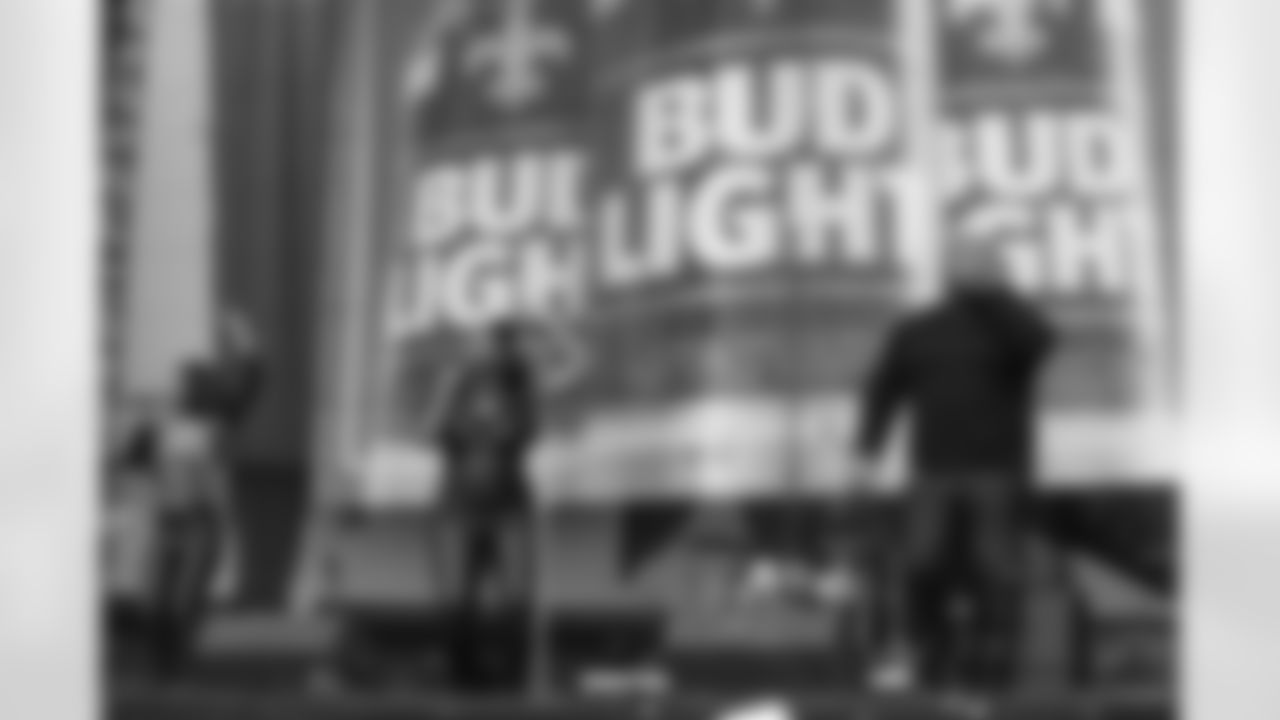 New Orleans Saints fans enjoyed the Week 16 entertainment in Champions Square ahead of the game against the New York Jets during the 2025 NFL season on Dec. 21, 2025.