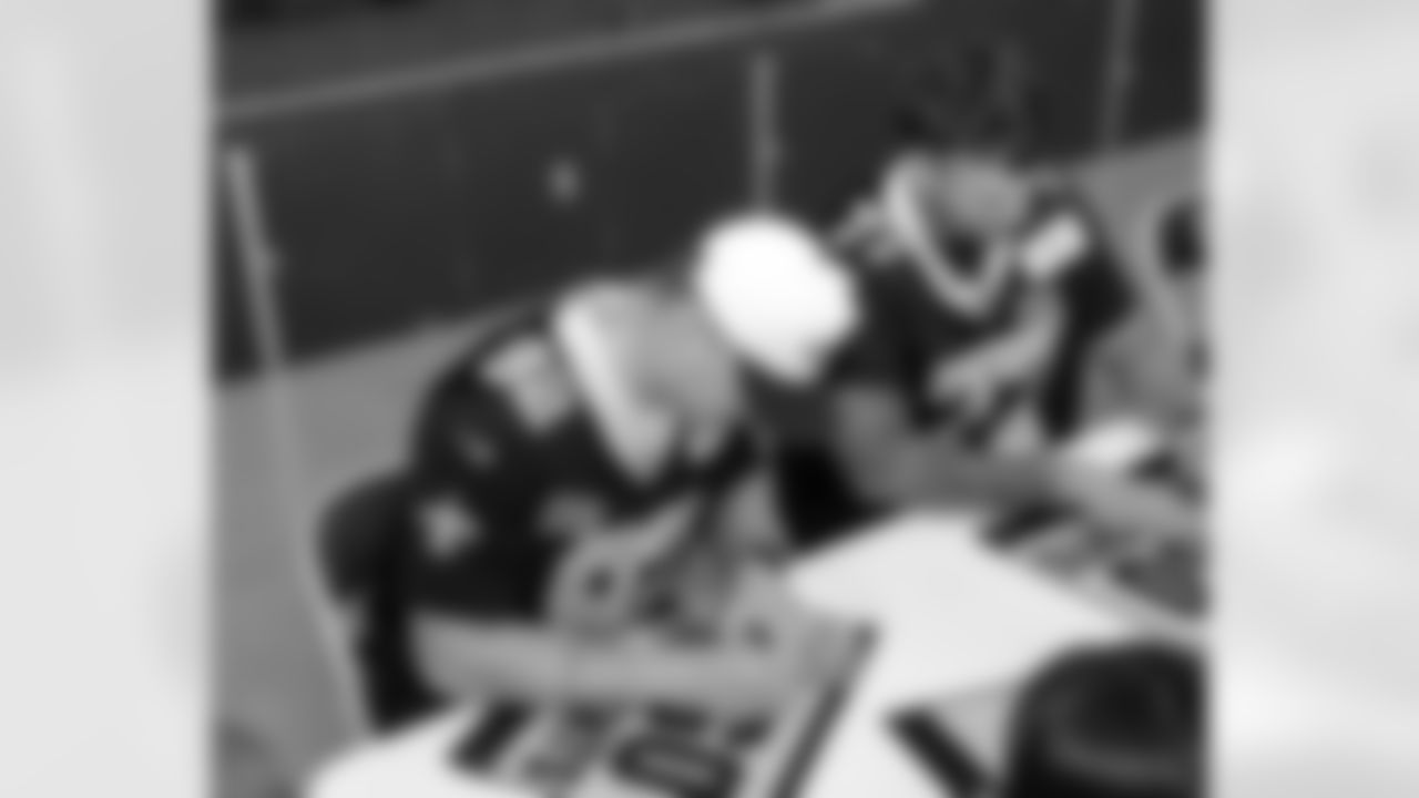 New Orleans Saints players Tyler Shough, Dillon Radunz, Treyton Welch, Will Clapp, and Erik McCoy visited St. Pius Elementary, spending the afternoon answering student questions and signing autographs on Tuesday, Nov. 18, 2025.