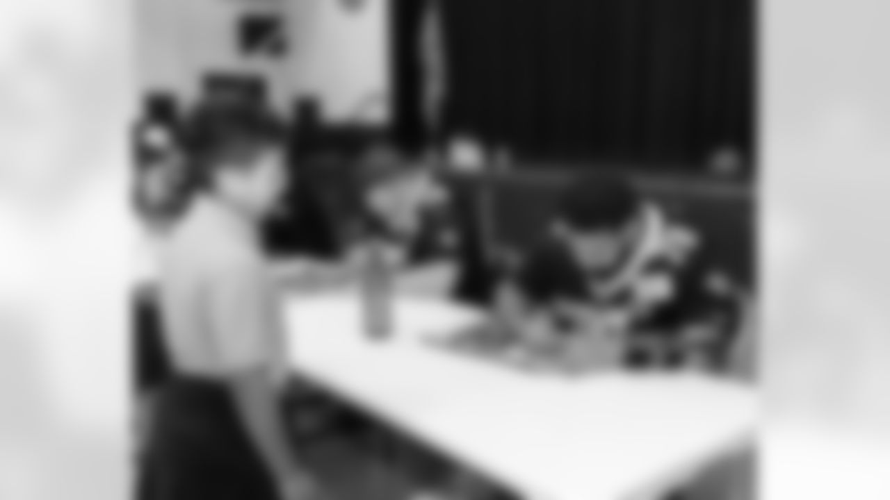 New Orleans Saints players Tyler Shough, Dillon Radunz, Treyton Welch, Will Clapp, and Erik McCoy visited St. Pius Elementary, spending the afternoon answering student questions and signing autographs on Tuesday, Nov. 18, 2025.