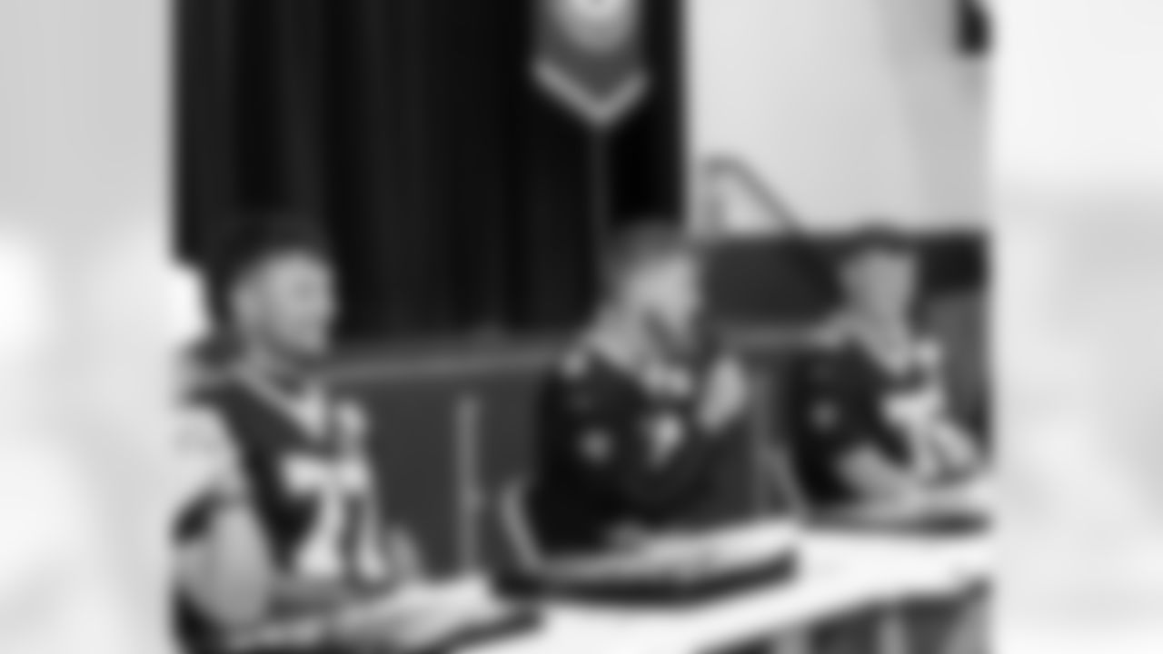 New Orleans Saints players Tyler Shough, Dillon Radunz, Treyton Welch, Will Clapp, and Erik McCoy visited St. Pius Elementary, spending the afternoon answering student questions and signing autographs on Tuesday, Nov. 18, 2025.