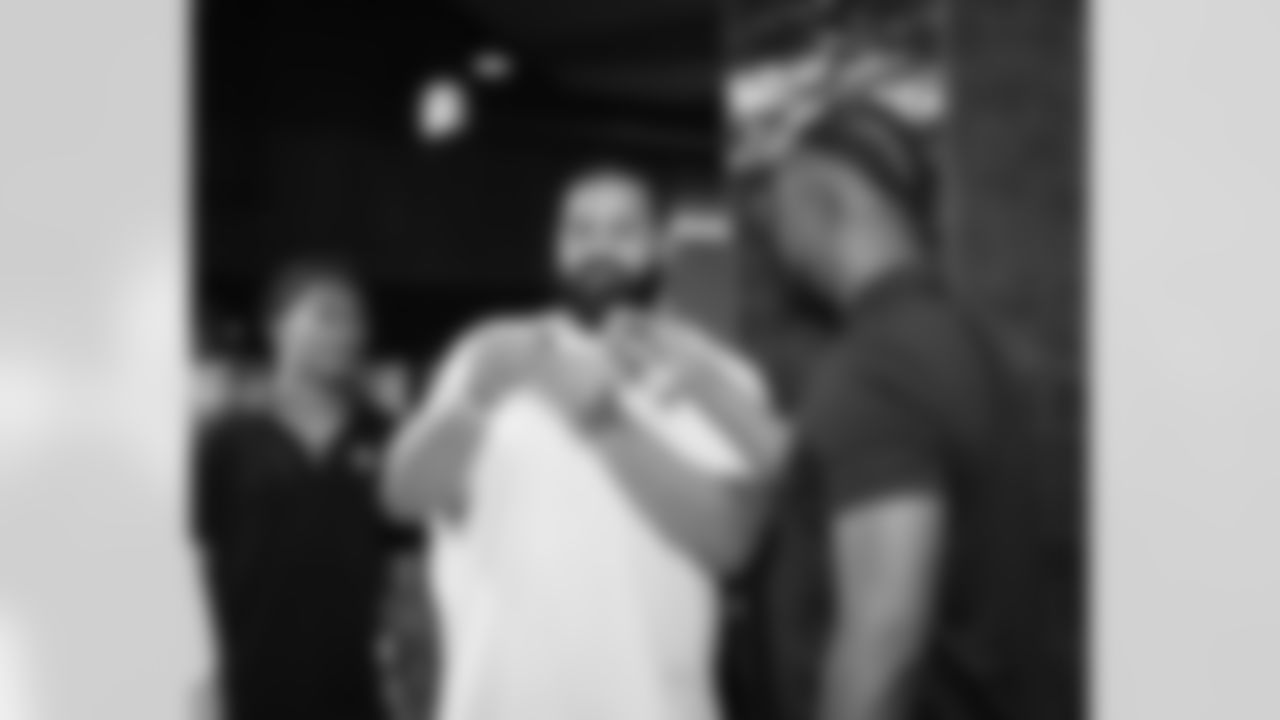 New Orleans Saints cornerback Alontae Taylor and center/guard Erik McCoy joined fans for the team's first round selection at the 2025 Draft Watch Party presented by Cox at Five O Fore on Thursday, April 24.