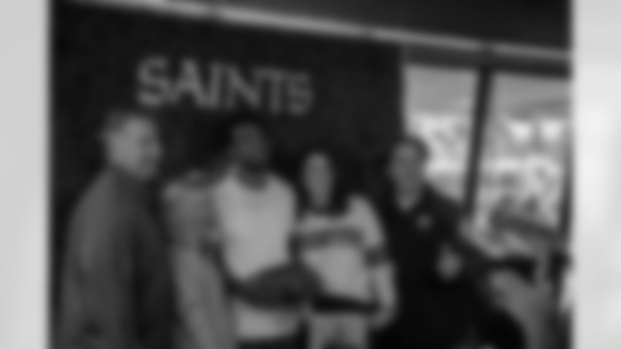 New Orleans Saints Owner Gayle Benson and recent Saints Hall of Fame inductee Tracy Porter greeted season ticket holders as their names were added to the 50th Season Ticket Holder monument prior to the Saints game on Sunday, Dec. 14, 2025.