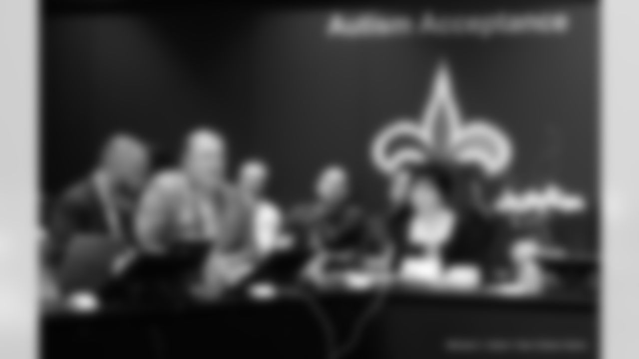 Behind-the-scenes photos from the Ochsner Sports Performance Center inside the New Orleans Saints' draft room during the first round of the 2025 NFL Draft.