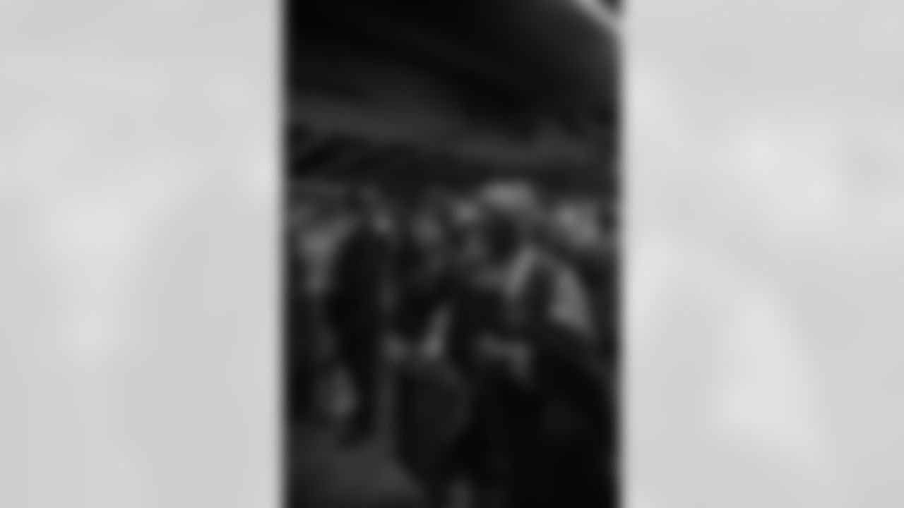 New Orleans Saints Owner Gayle Benson and recent Saints Hall of Fame inductee Tracy Porter greeted season ticket holders as their names were added to the 50th Season Ticket Holder monument prior to the Saints game on Sunday, Dec. 14, 2025.