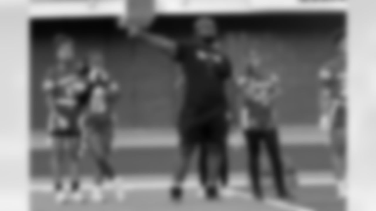 New Orleans Saints cornerback Rico Payton threw the coin toss to kickoff Day 1 of Week 4 games as Louisiana Flag Football teams competed during the 2025 Saints Girls High School Flag Football season on Monday, April 14, 2025.