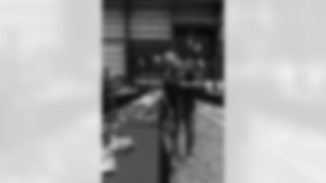 New Orleans Saints owner Gayle Benson and legend Pat Swilling joined volunteers from Entergy and the American Red Cross to assemble care packages for military members as part of the NFL's Salute to Service month on Tuesday, Nov. 11, 2025.