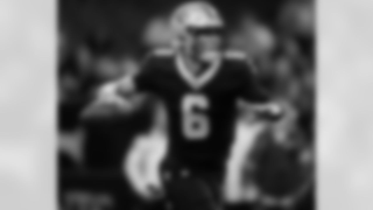 QB Tyler Shough (6) throws the ball during the New Orleans Saints game against the Tampa Bay Buccaneers for Week 8 of the 2025 NFL season on Oct. 26, 2025 at the Caesars Superdome.