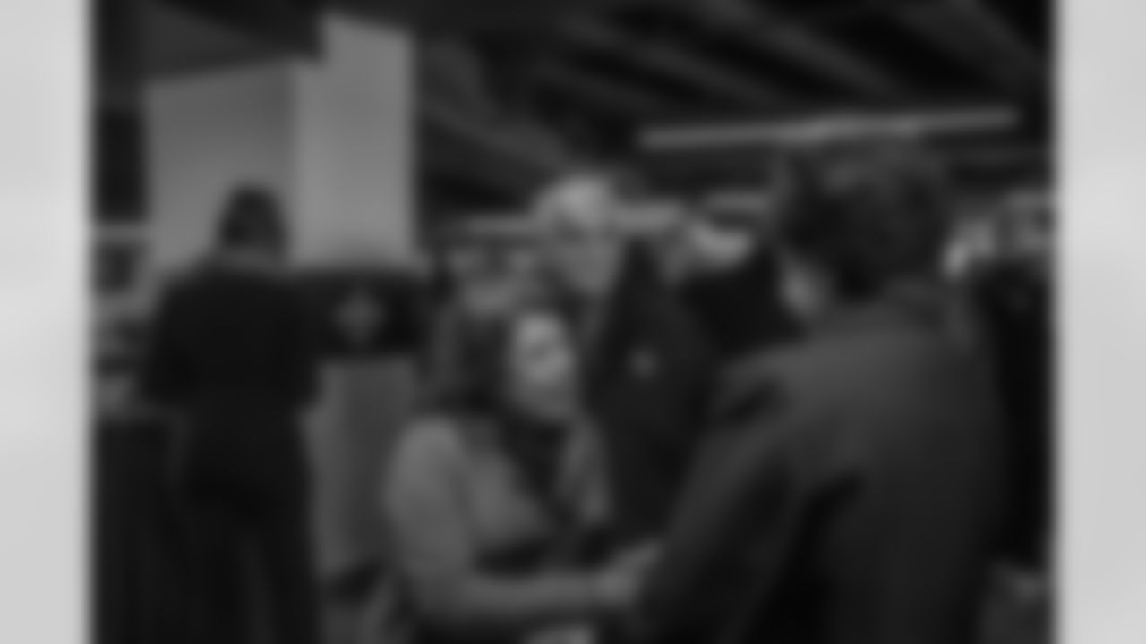 New Orleans Saints Owner Gayle Benson and recent Saints Hall of Fame inductee Tracy Porter greeted season ticket holders as their names were added to the 50th Season Ticket Holder monument prior to the Saints game on Sunday, Dec. 14, 2025.