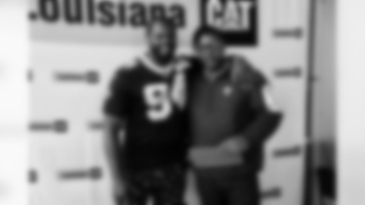 New Orleans Saints defensive end Cameron Jordan joined Louisiana Cat employees for a celebration of Hercules, a US Veteran Service Dog (USVSD) training graduate who was provided to local veteran Michael during the 2024 NFL season.