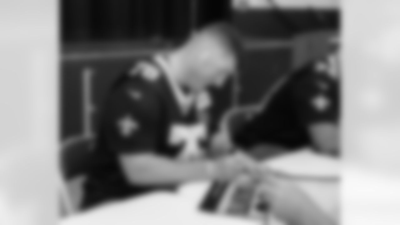 New Orleans Saints players Tyler Shough, Dillon Radunz, Treyton Welch, Will Clapp, and Erik McCoy visited St. Pius Elementary, spending the afternoon answering student questions and signing autographs on Tuesday, Nov. 18, 2025.