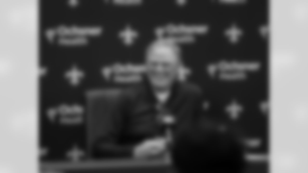 New Orleans Saints Executive Vice President/General Manager Mickey Loomis speaks with the media prior to the 2024 NFL Draft on April 25, 2024.