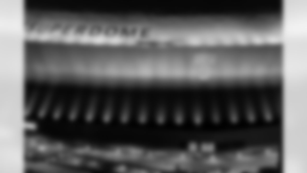 The Caesars Superdome displayed a congratulatory message for Drew Brees on Thursday, February 5, 2026, in celebration of the Saints legend's induction into the Pro Football Hall of Fame.