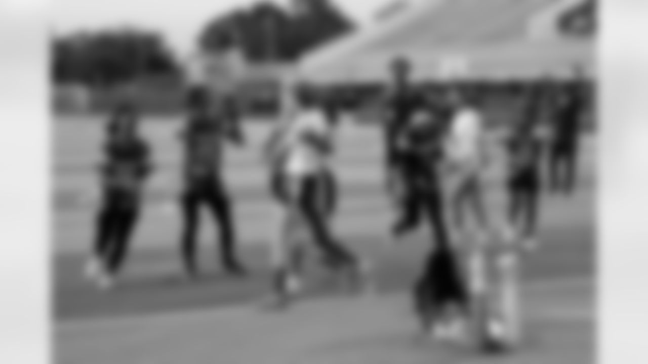 New Orleans Saints cornerback Rico Payton threw the coin toss to kickoff Day 1 of Week 4 games as Louisiana Flag Football teams competed during the 2025 Saints Girls High School Flag Football season on Monday, April 14, 2025.