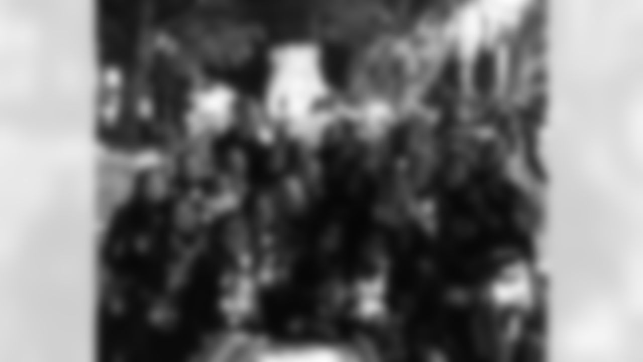 New Orleans Saints quarterback Tyler Shough served as grand marshal for the Krewe of Pygmalion with center Erik McCoy, guard Nick Saldiveri, tight end Foster Moreau, tight end Moliki Matavao, and center Will Clapp riding down the Uptown route during the 2026 Mardi Gras season on Saturday, February 7, 2026.