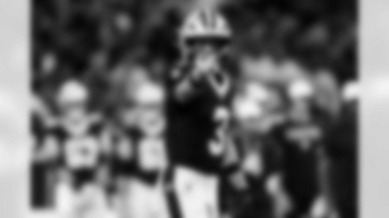 Quarterback Jake Haener #3 of the New Orleans Saints in the second-half of the NFL preseason football game against the Denver Broncos in New Orleans, La., Saturday, Aug. 23, 2025.