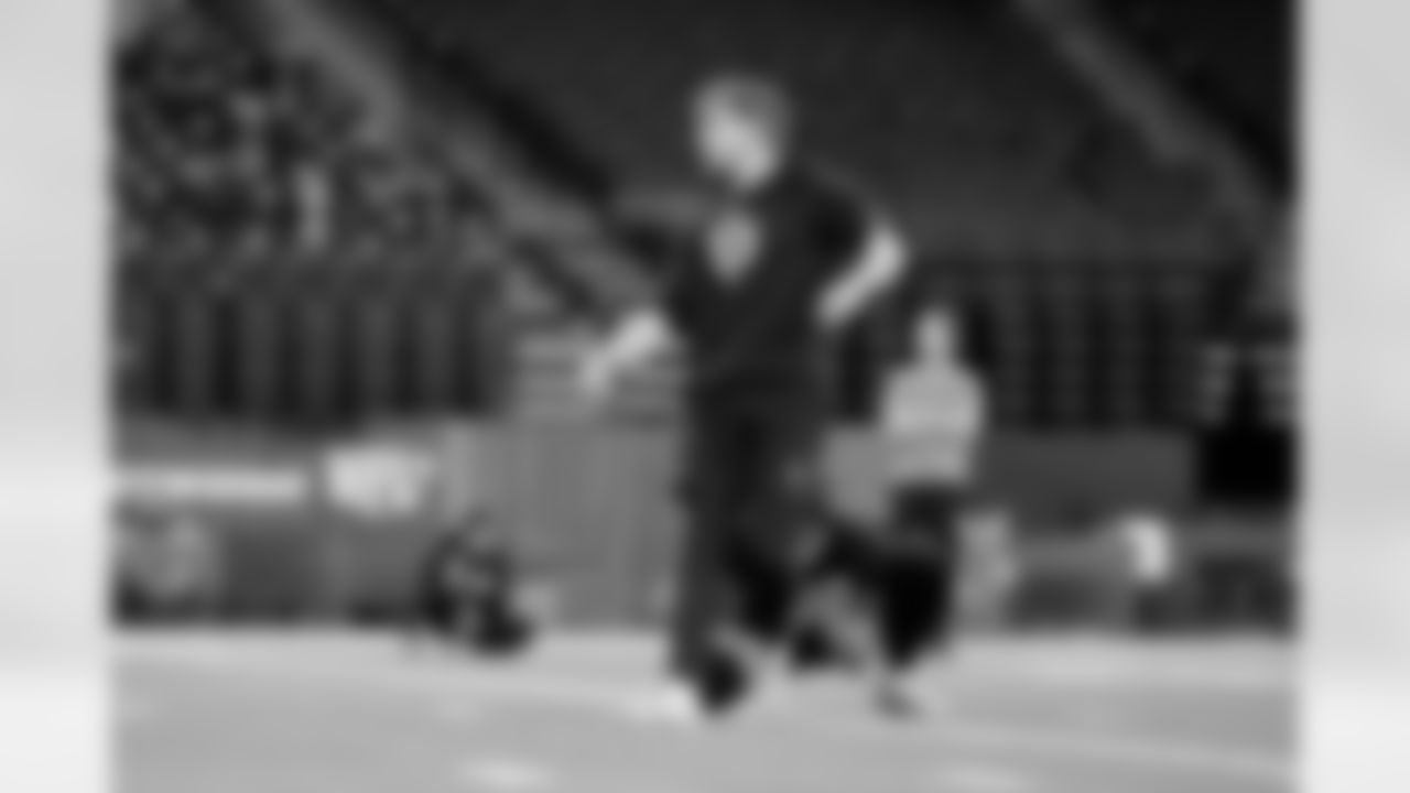 Florida kicker Trey Smack (03) participates in a drill at the NFL football scouting combine, Wednesday, Feb. 25, 2026, in Indianapolis.