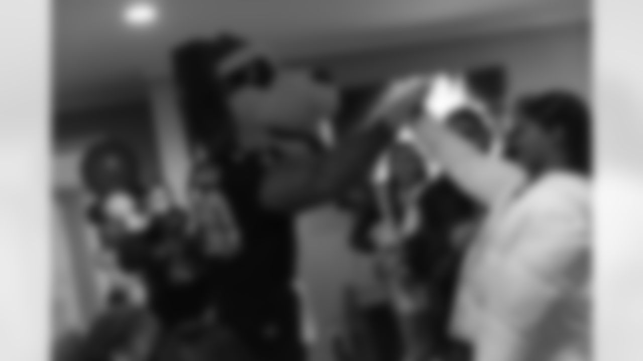 New Orleans Saints tight end Juwan Johnson, cornerback Alontae Taylor, and wide receiver Devaughn Vele attended the Louisiana Cat Hope Ignites Holiday Party on Tuesday, Dec. 16, 2025.