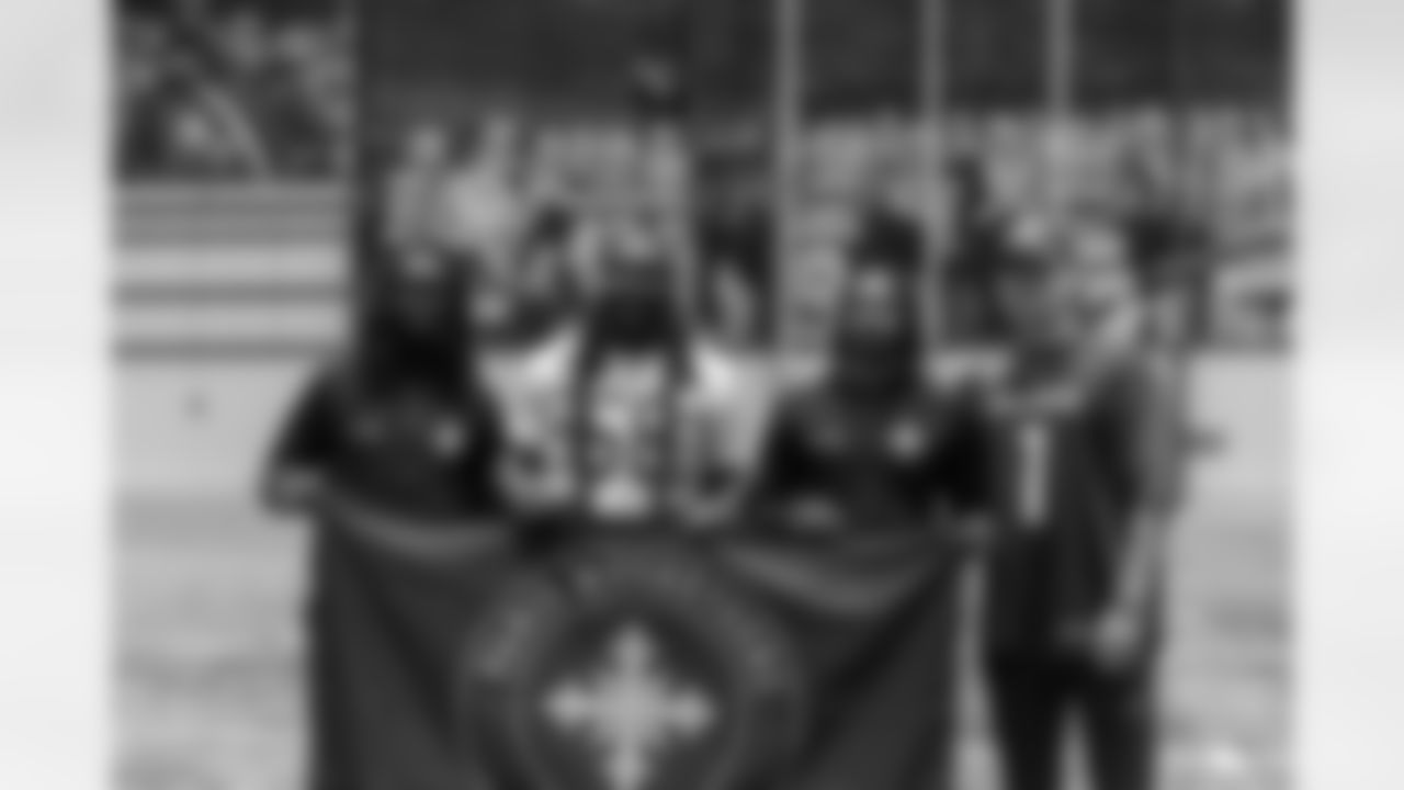 New Orleans Saints head coach Kellen Moore and Saints players welcomed the Paris Musketeers to the Ochsner Sports Performance Center on Saturday, November 22, 2025.