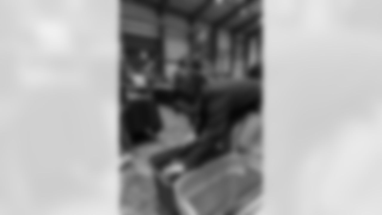 New Orleans Saints owner Gayle Benson and legend Pat Swilling joined volunteers from Entergy and the American Red Cross to assemble care packages for military members as part of the NFL's Salute to Service month on Tuesday, Nov. 11, 2025.