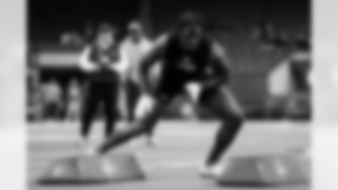 Ohio State linebacker Arvell Reese (20) participates in a drill during the 2026 NFL Scouting Combine on Thursday, February 26, 2026 in Indianapolis, Indiana.