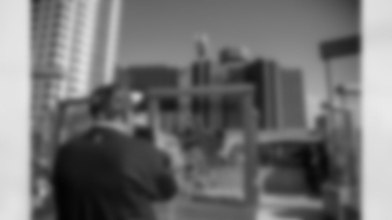 New Orleans Saints fans enjoyed the Week 15 entertainment in Champions Square ahead of the game against the Carolina Panthers during the 2025 NFL season on Dec. 14, 2025.