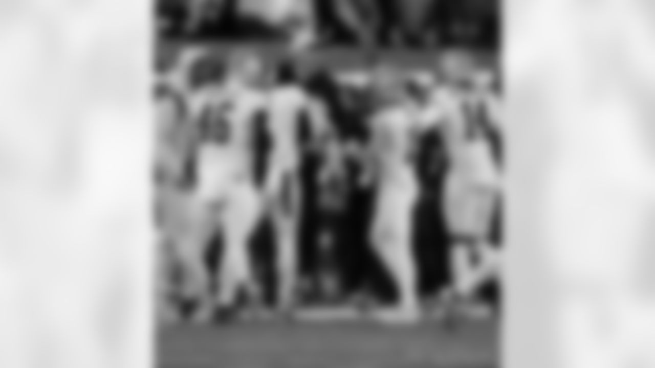 Saints and Interim Head Coach celebrate the win during the New Orleans Saints game against the New York Giants for Week 14 of the 2024 NFL Season on Dec. 8, 2024 at MetLife Stadium.