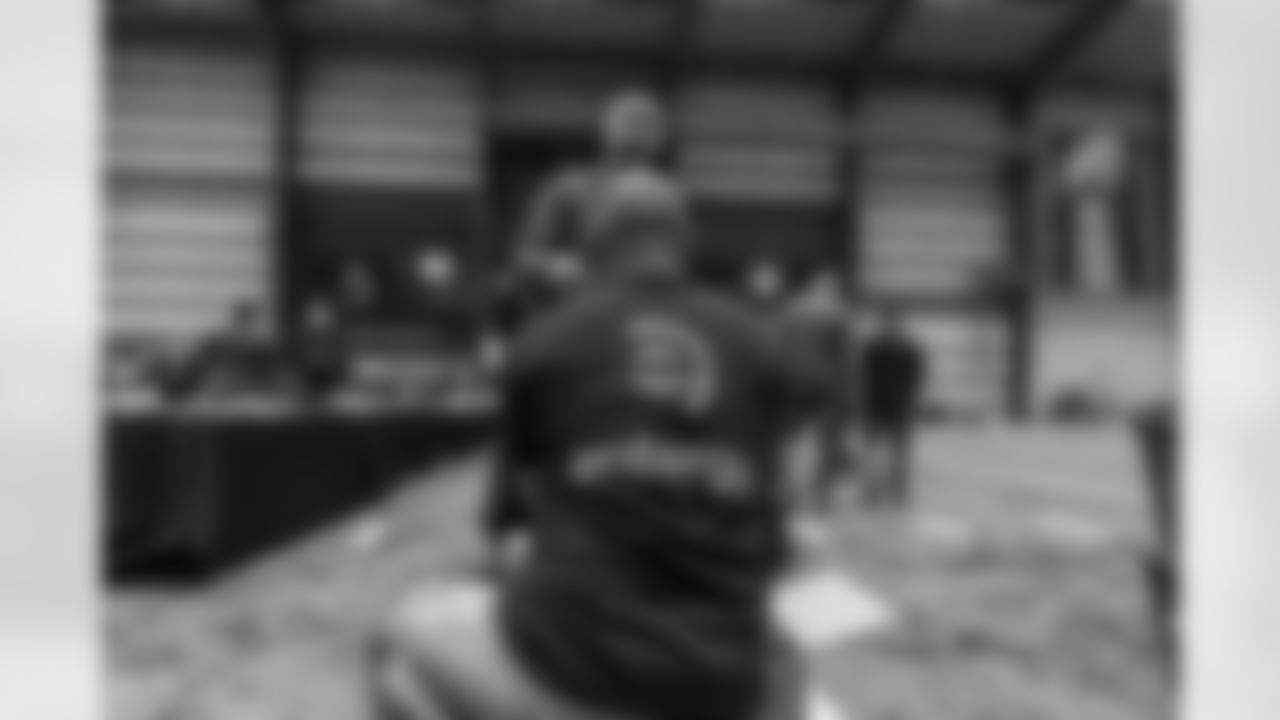 New Orleans Saints owner Gayle Benson and legend Pat Swilling joined volunteers from Entergy and the American Red Cross to assemble care packages for military members as part of the NFL's Salute to Service month on Tuesday, Nov. 11, 2025.