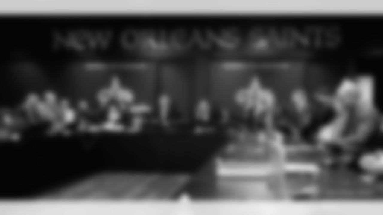Behind-the-scenes photos from the Ochsner Sports Performance Center inside the New Orleans Saints' draft room during the first round of the 2025 NFL Draft.