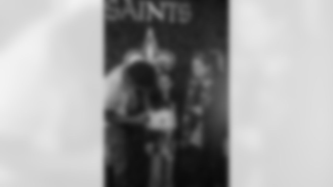 New Orleans Saints Owner Gayle Benson and recent Saints Hall of Fame inductee Tracy Porter greeted season ticket holders as their names were added to the 50th Season Ticket Holder monument prior to the Saints game on Sunday, Dec. 14, 2025.