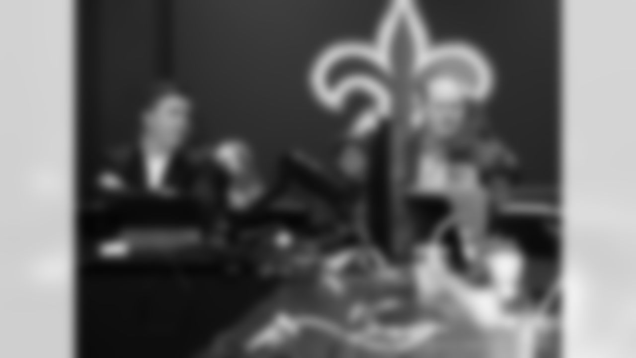 Behind-the-scenes photos from the Ochsner Sports Performance Center inside the New Orleans Saints' draft room during the first round of the 2025 NFL Draft.