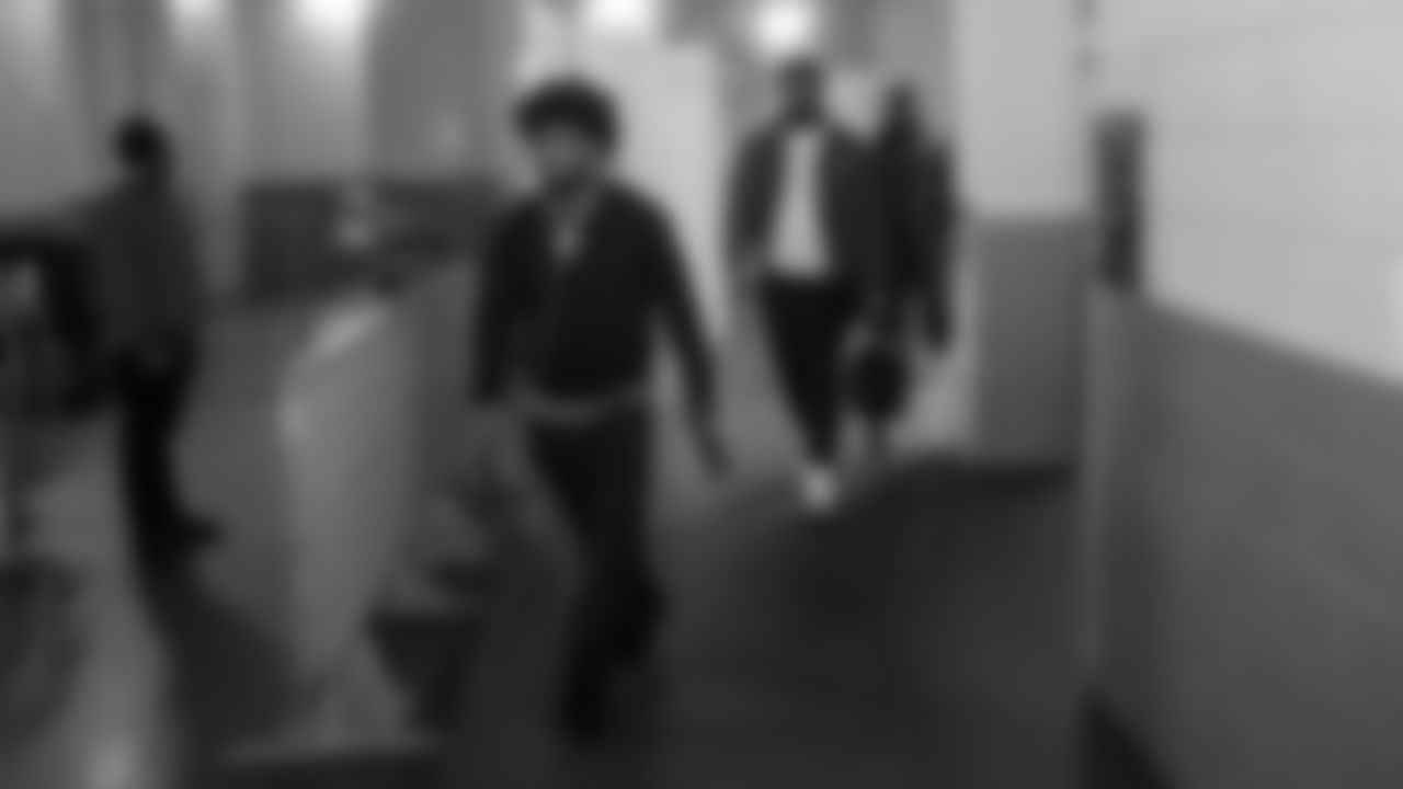 Seahawks running back Cam Akers (30) arrived at Mercedes-Benz Stadium for the Week 14 matchup vs. the Atlanta Falcons.